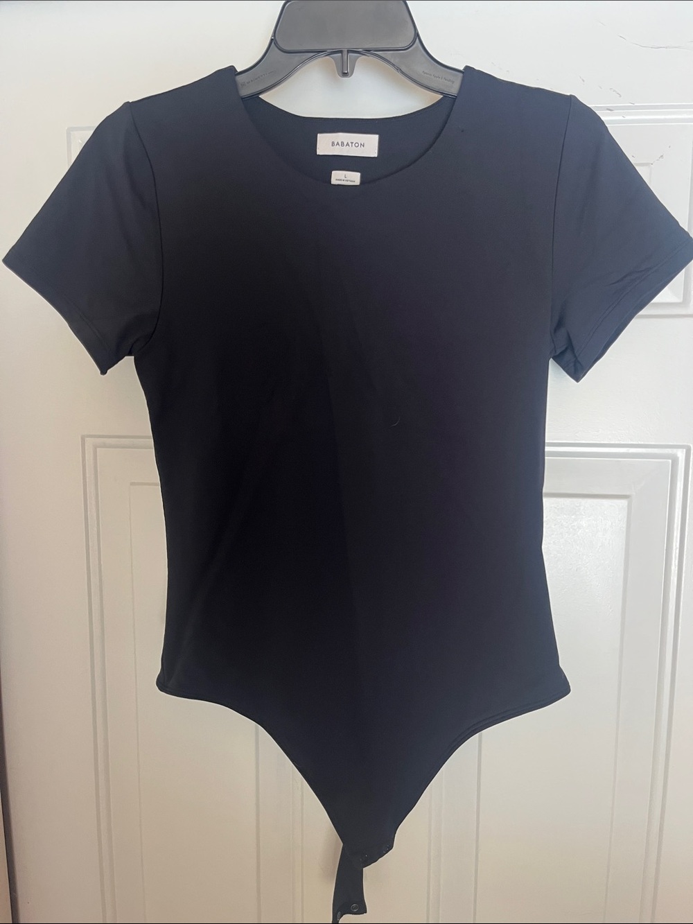 Babaton Black Short Sleeve Scoop-Neck Bodysuit